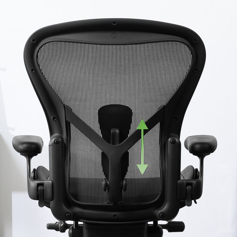 座ったまま高さを調節できるランバーサポート