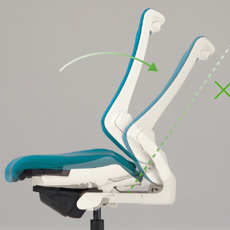 最大20°まで傾斜する背もたれが集中時もリラックス時もサポート
