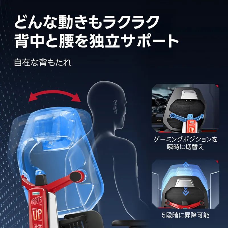 背中の動きに合わせて動くデュアルサポート