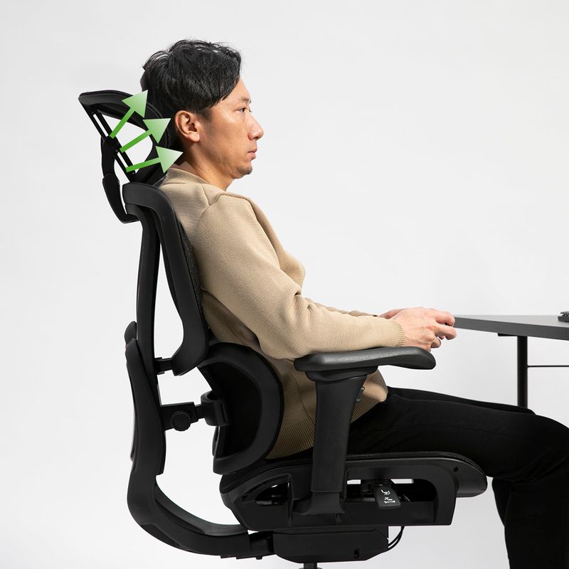 首・肩の負担を軽減するヘッドレスト