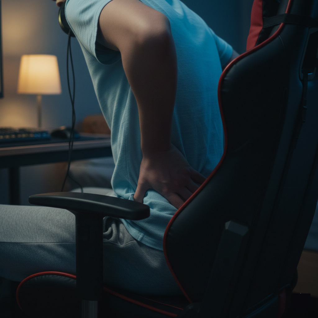 安価なチェアで腰痛に悩む人