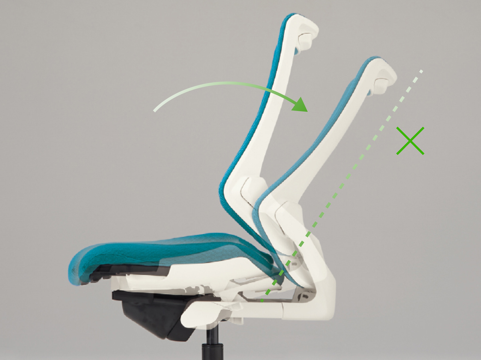 最大20°まで傾斜する背もたれが集中時もリラックス時もサポート