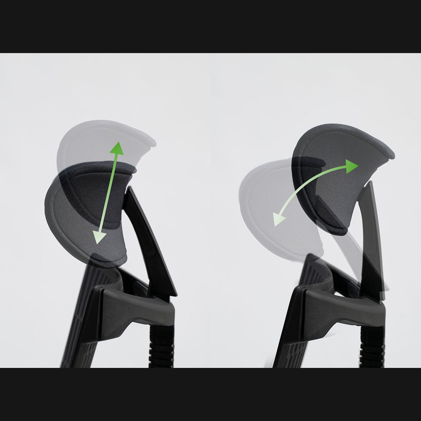 ヘッドサポートの調節可動域説明図