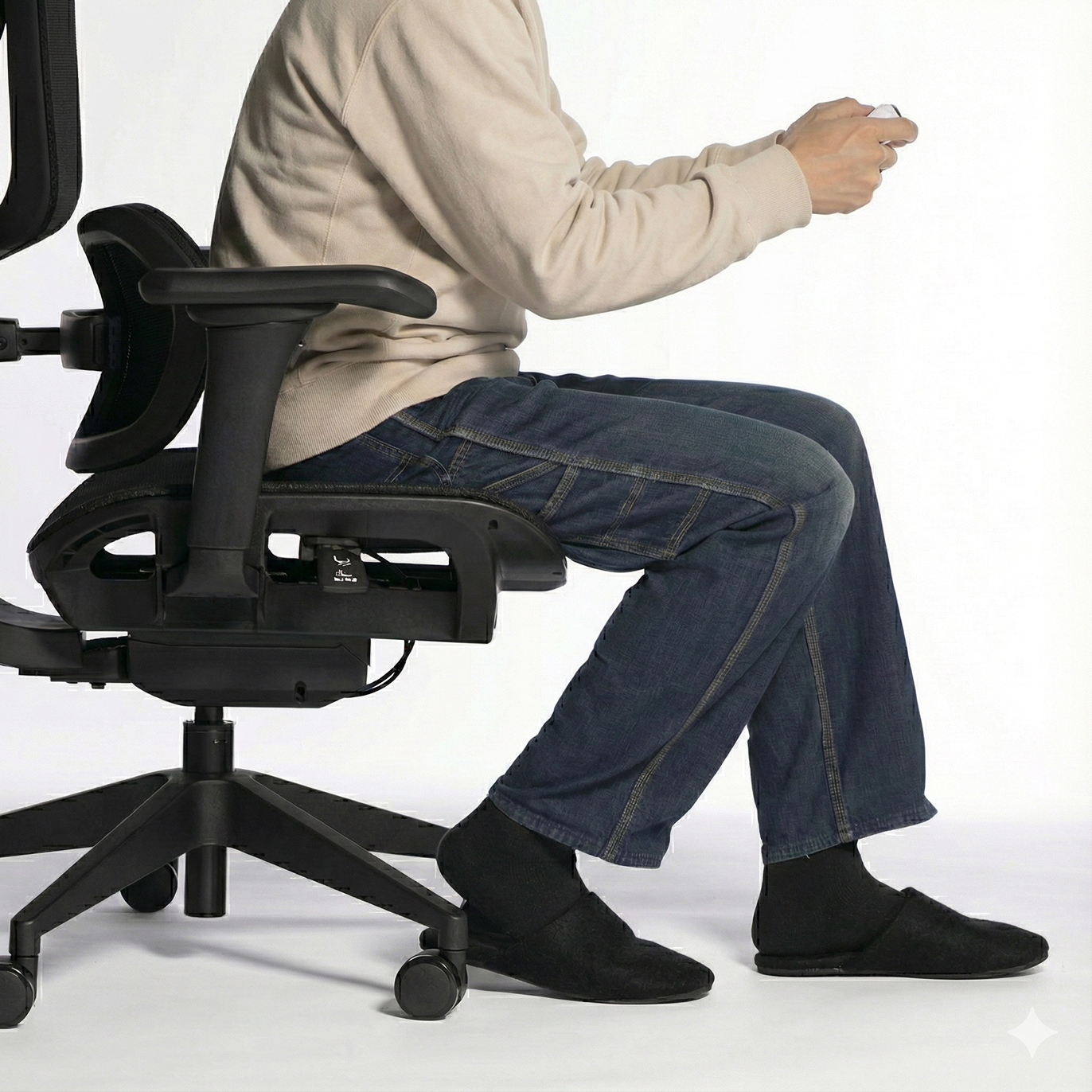 床をしっかり掴み、意図しない場所への動き出しを防ぐキャスター。