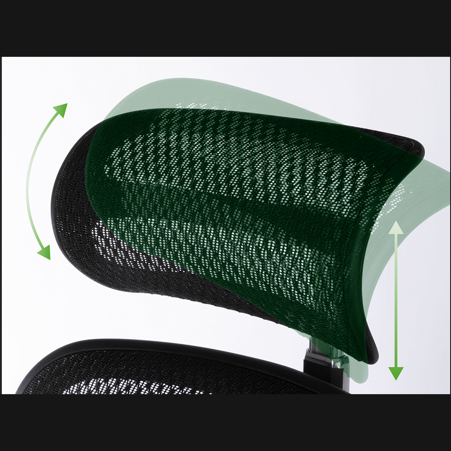 モニターを見る角度に合わせて調節可能なヘッドレスト