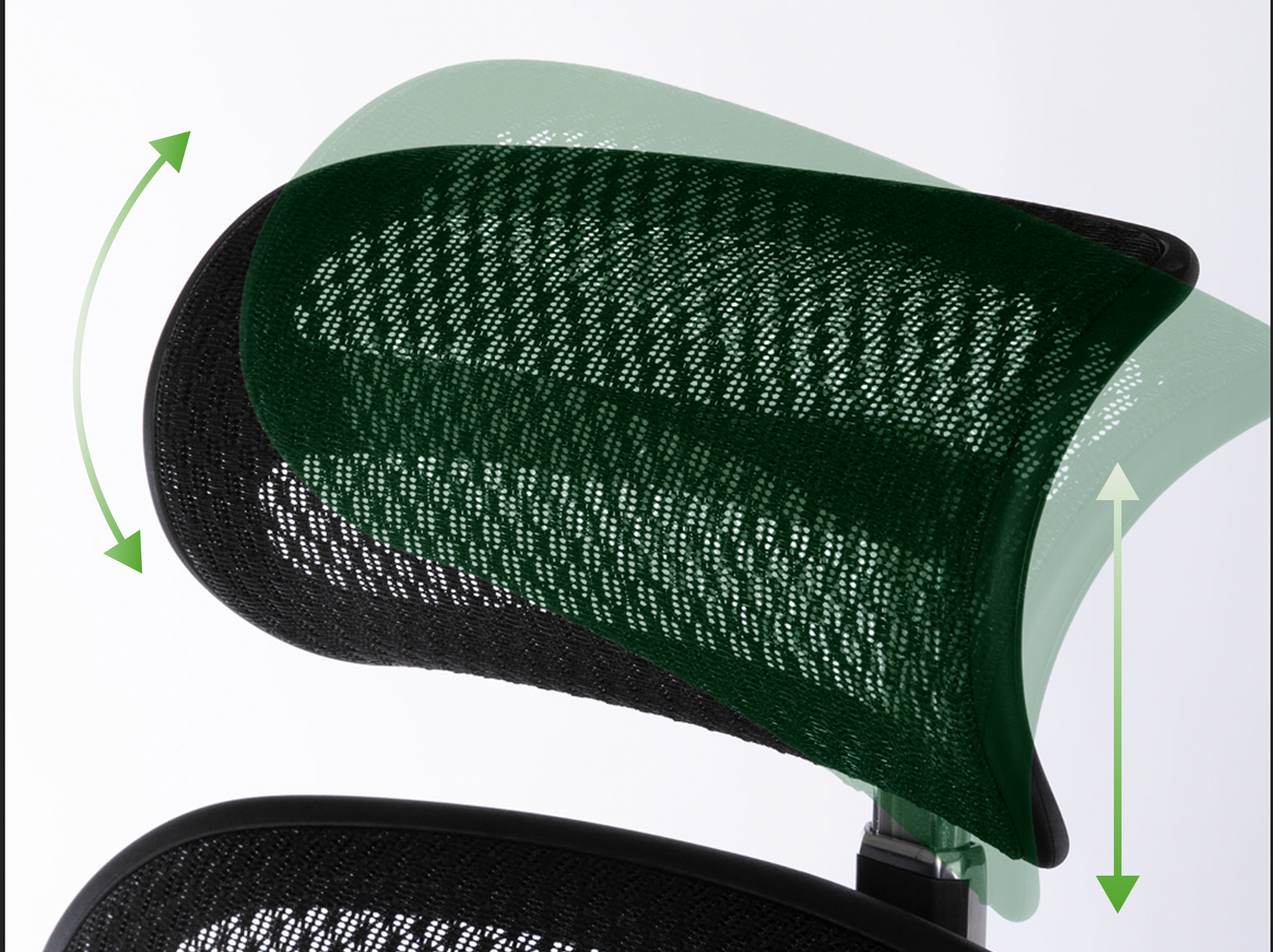 調節可能なヘッドレストでモニターを見る角度に合わせて最適に