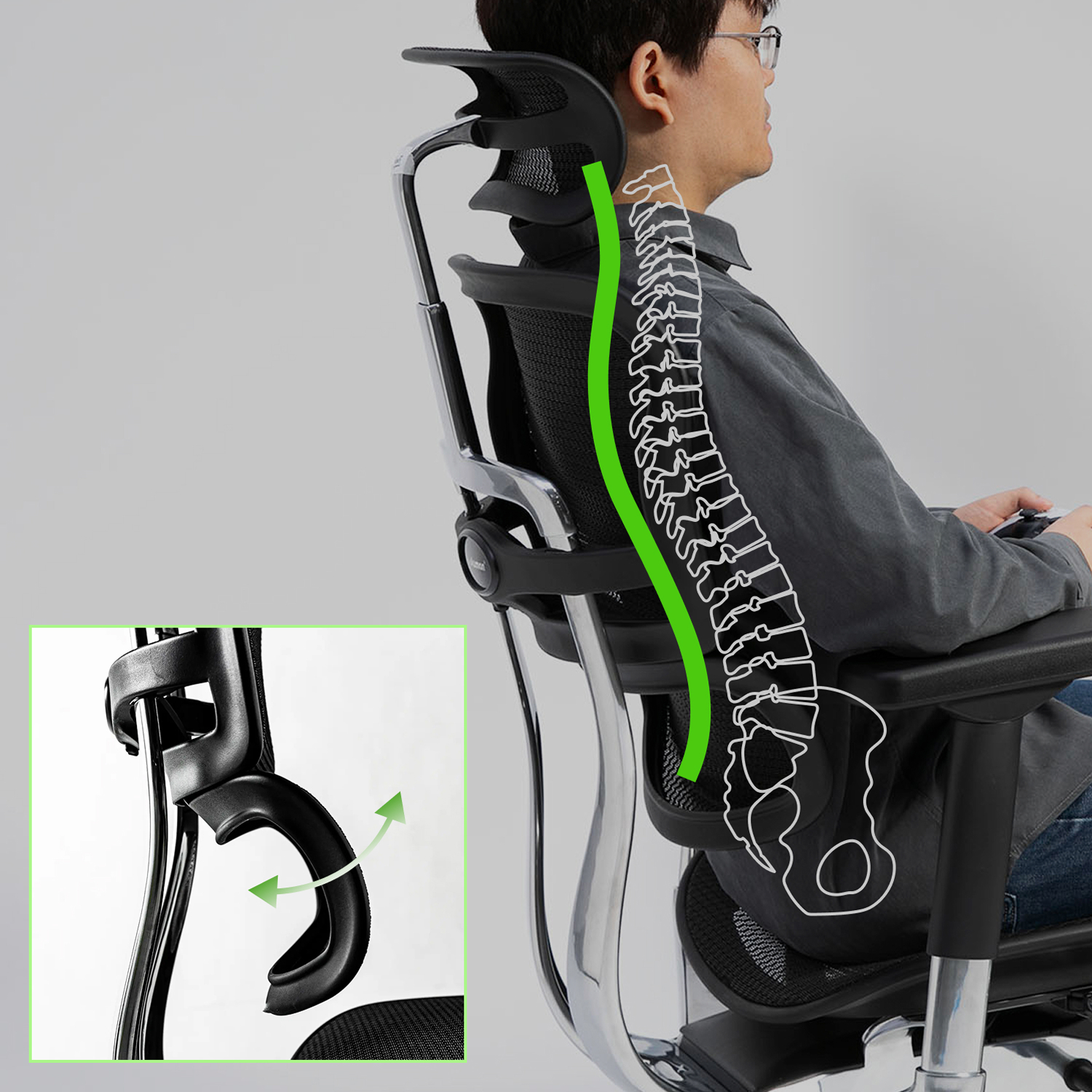 独立式ランバーサポートが長時間プレイでの腰への負担を軽減